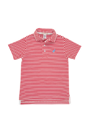 Prim and Proper Polo Short Sleeve in Richmond Red Worth Avenue White Stripe Barbados Blue Stork