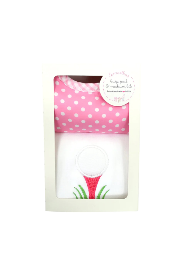 Golf Basic Bib and Burp Box Set - Pink