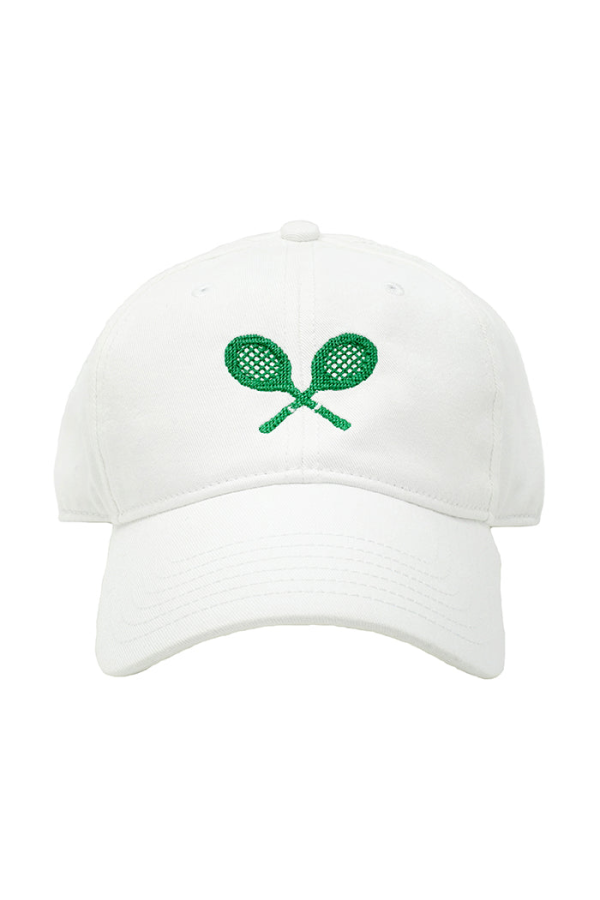 Tennis Racquets Needlepoint on White Kids Hat
