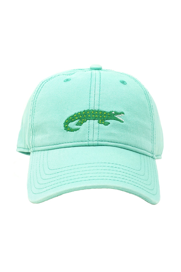 Alligator Needlepoint on Keys Green Kids Hat