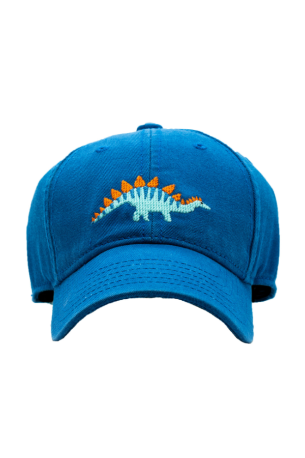 Stegosaurus Needlepoint on Cobalt Blue Kids Hat