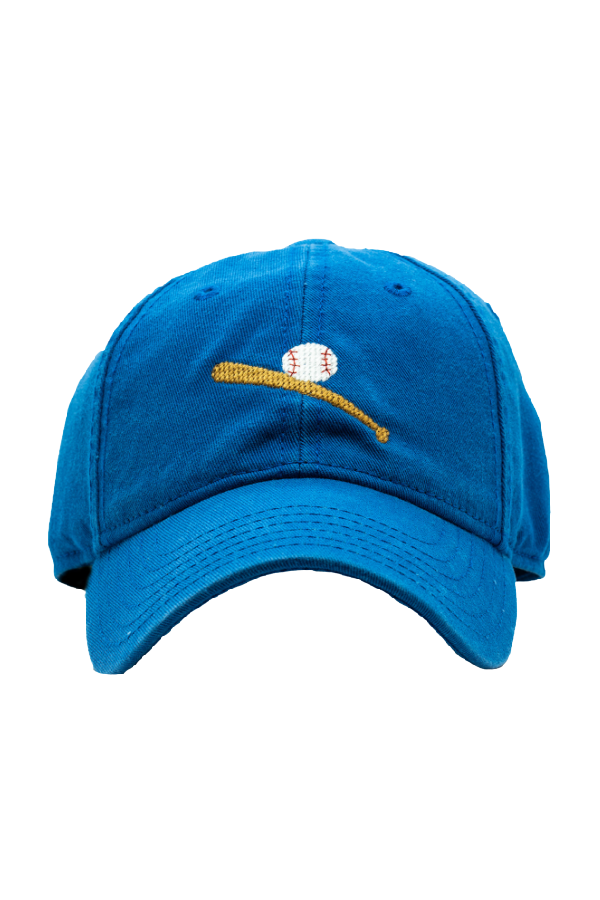 Baseball Needlepoint on Cobalt Blue Kids Hat