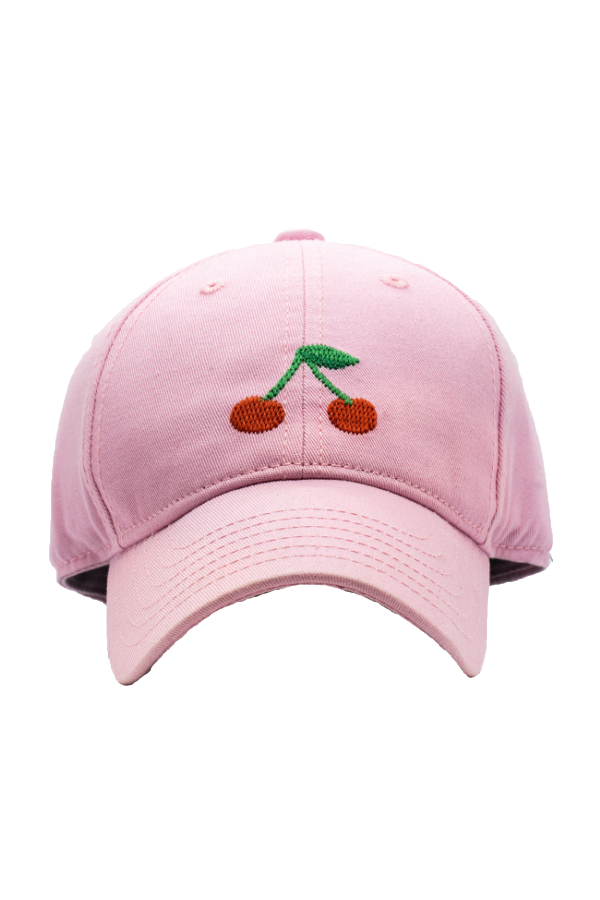 Cherries Needlepoint on Light Pink Kids Hat