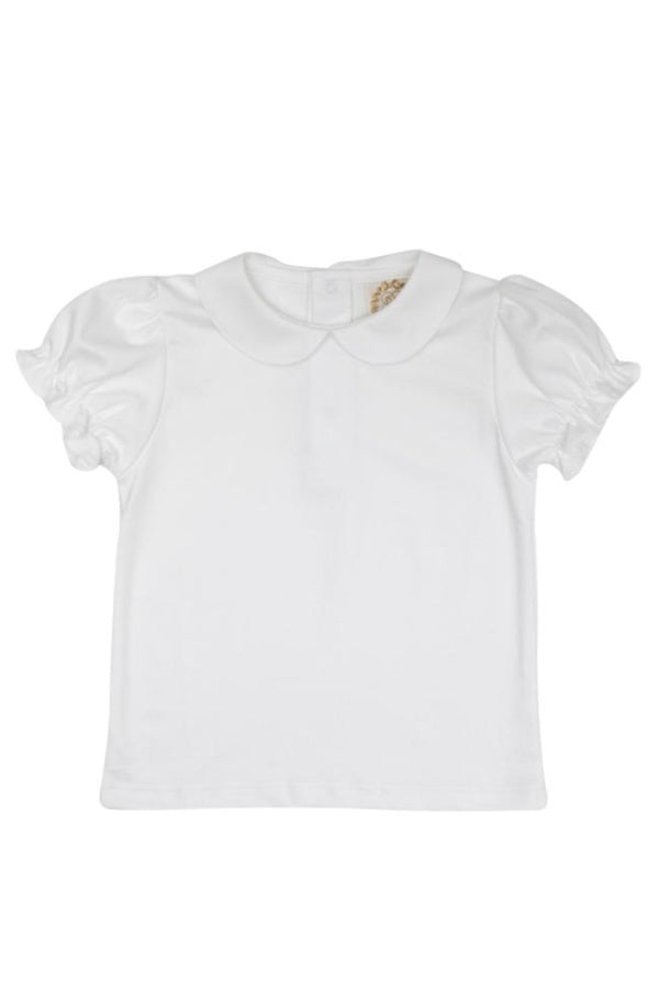 Maude's Peter Pan Collar Short Sleeve Shirt - White (Knit)