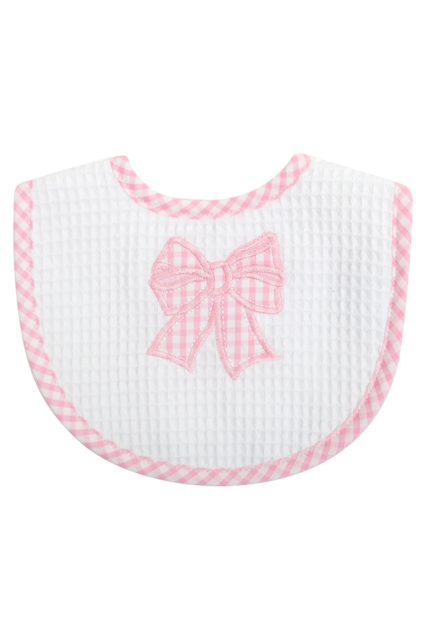 Pink Bow Applique Medium Bib