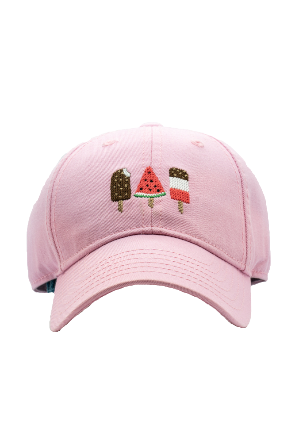 Ice Cream Pops Needlepoint on Light Pink Kids Hat