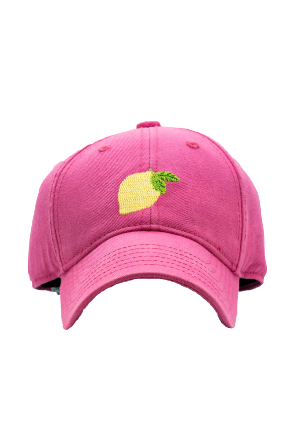 Lemon Needlepoint on Bright Pink Kids Hat