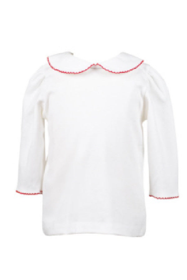White Knit 3/4 Shirt Red Trim