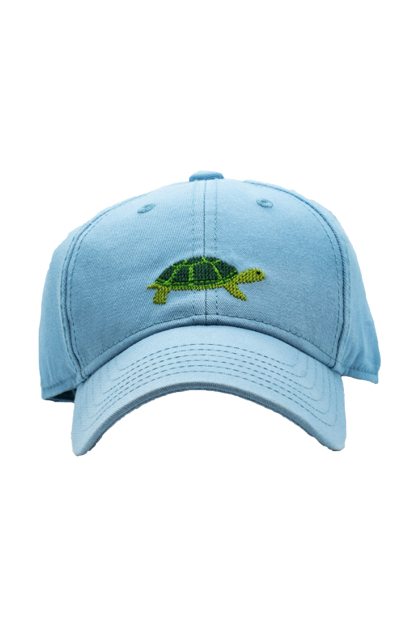 Turtle Needlepoint on Chambray Kids Hat