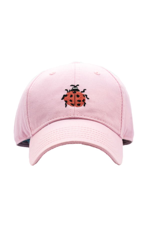 Ladybug Needlepoint on Light Pink Kids Hat