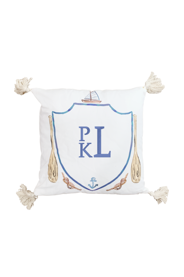 Over the Moon Monogrammable Pillow with Insert - Nautical