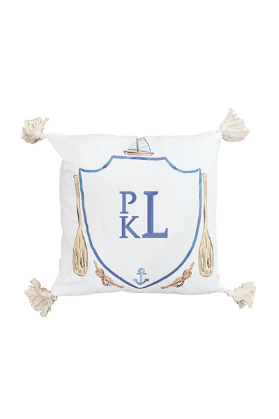 Over the Moon Monogrammable Pillow with Insert - Nautical
