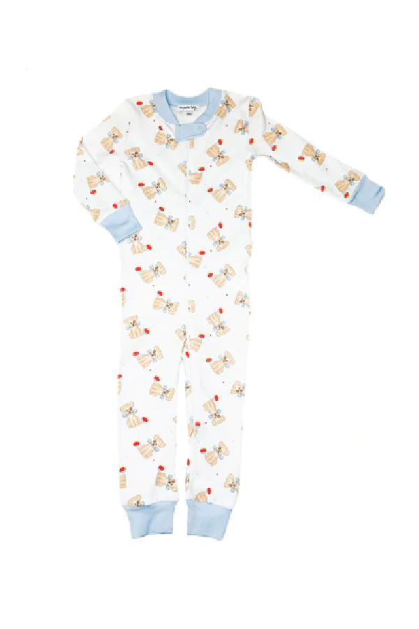 Vintage Pup Zipped Pajama - Light Blue