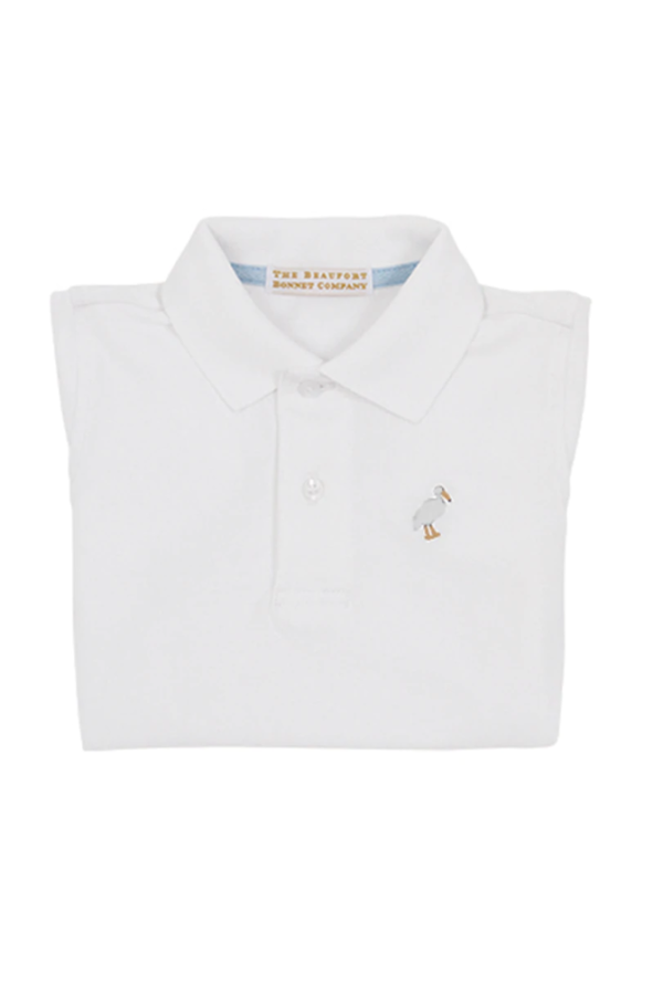 Prim and Proper Polo - Worth Avenue White with Multicolor Stork