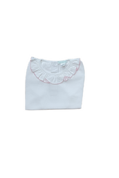 White Ruffle Neck Pima Shirt - Sleeveless