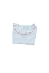 White Ruffle Neck Pima Shirt - Sleeveless