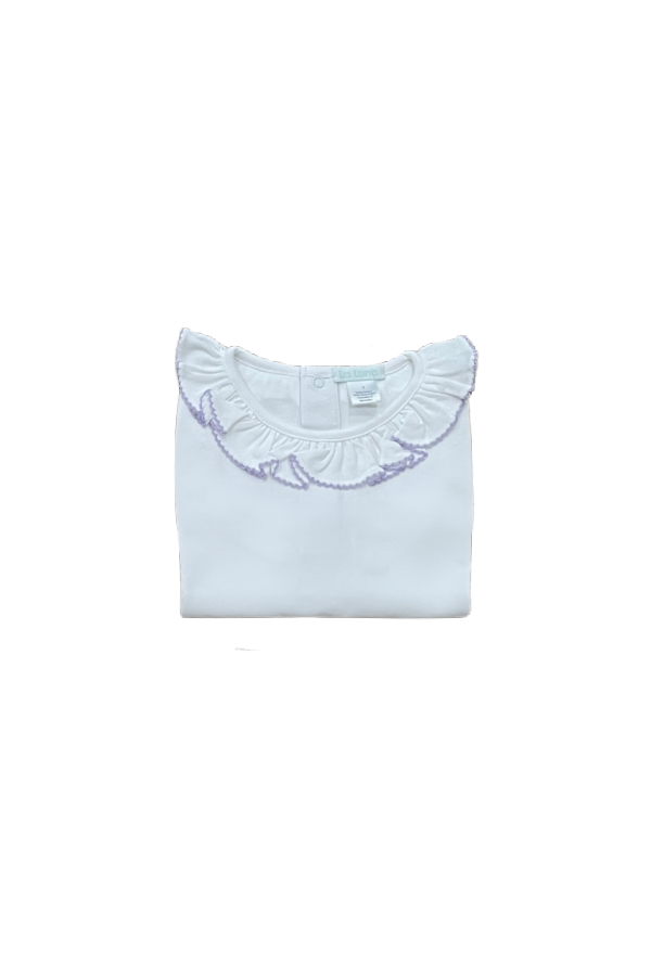 White Ruffle Neck Pima Shirt - Sleeveless