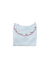 White Ruffle Neck Pima Shirt - Sleeveless