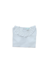 White Ruffle Neck Pima Shirt - Sleeveless