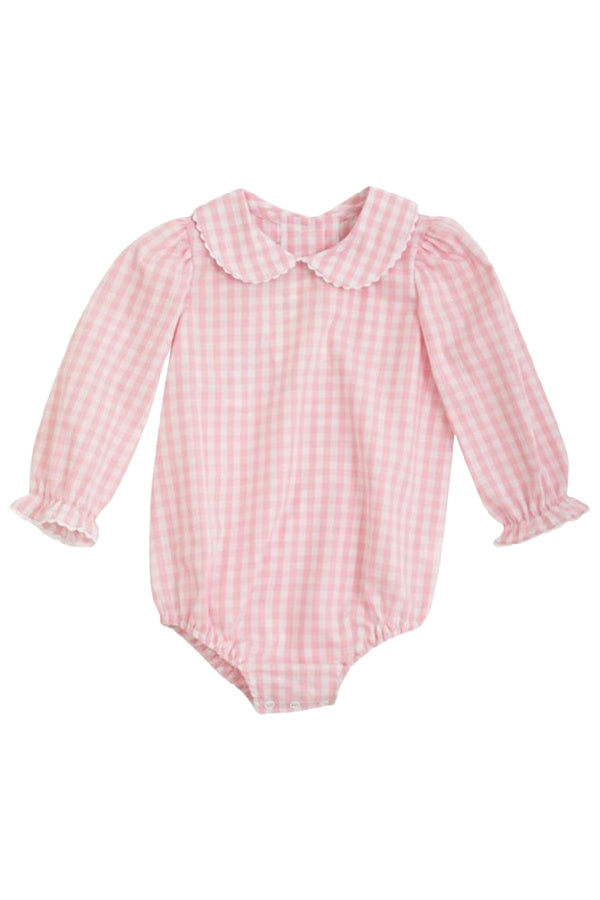 Maude's Peter Pan Collar Long Sleeve Shirt - Long Sleeve - Sandpearl Pink Gingham