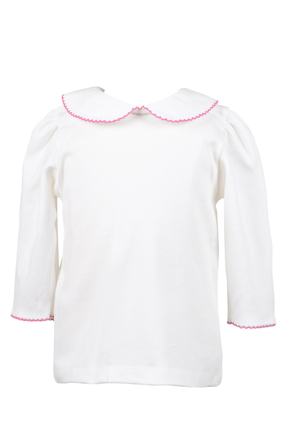 White Knit 3/4 Shirt Pink Trim