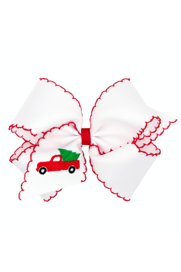 Christmas Embroidered Moonstitch Bow