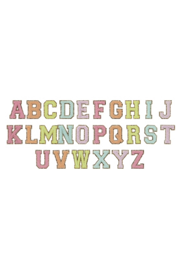 Assorted Rainbow Glitter Alphabet Patch