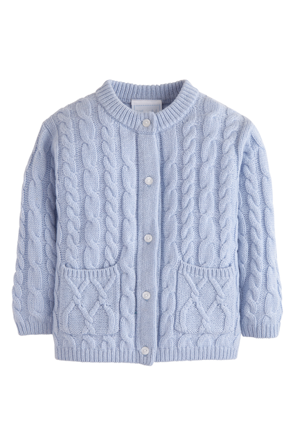 Essential Cable Cashmere Cardigan - Light Blue