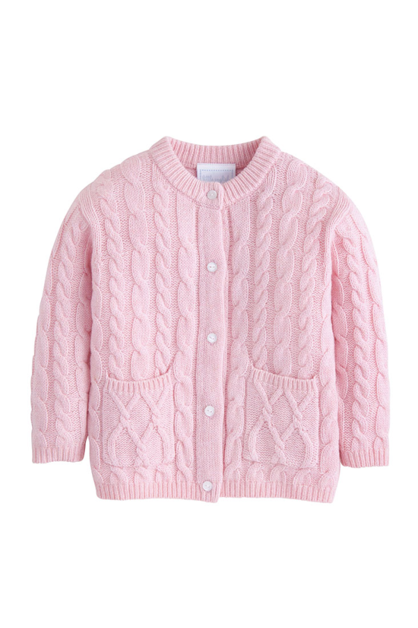 Essential Cable Cashmere Cardigan - Light Pink