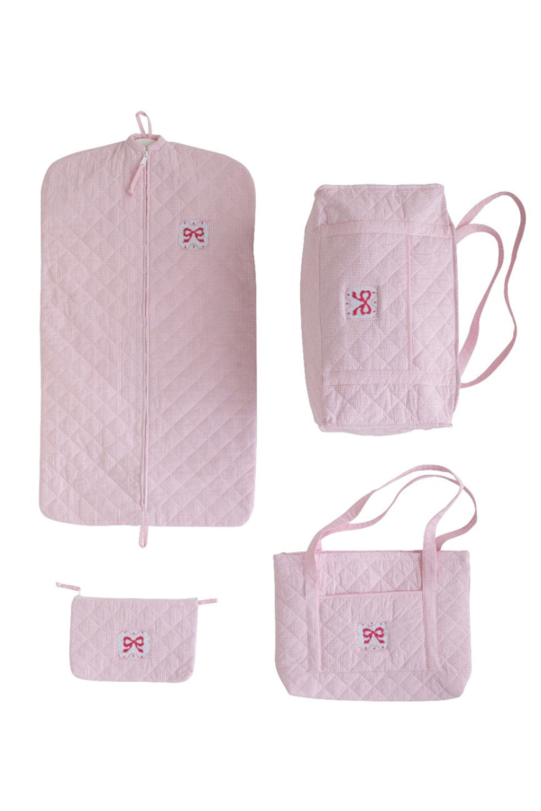 Pink Bow Quilted Luggage