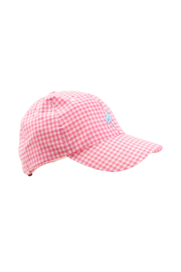 Covington Cap with Stork - Hamptons Hot Pink Gingham with Beale Street Blue Stork