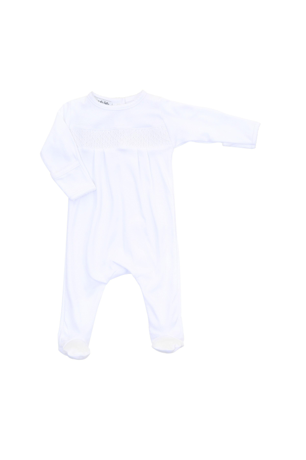 Smocked Essentials White Footie