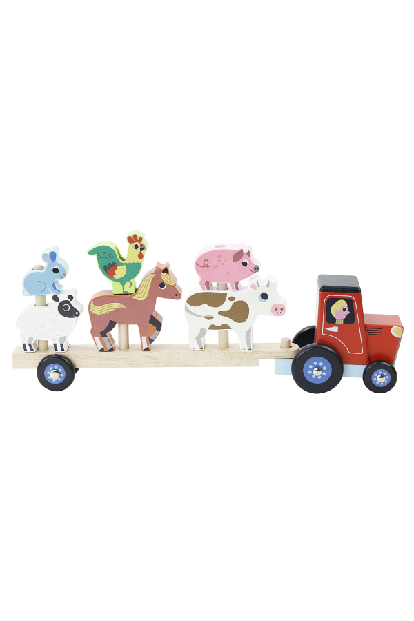 Tractor and Trailer with Animals Stacking Game