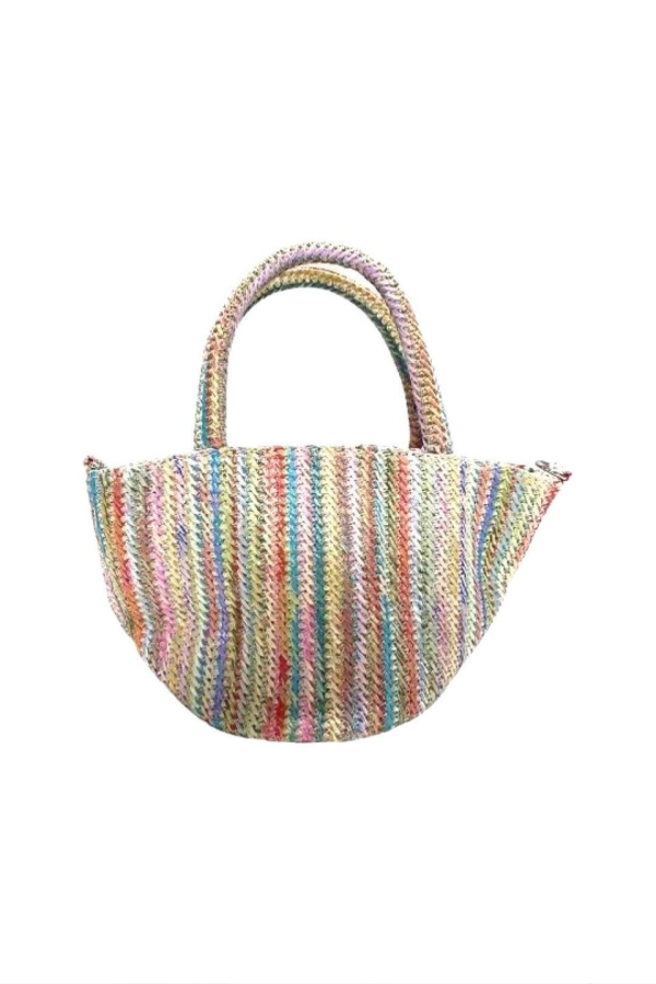 Pastel Raffia Tote Bag