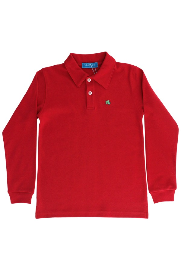 Long Sleeve Polo - Red