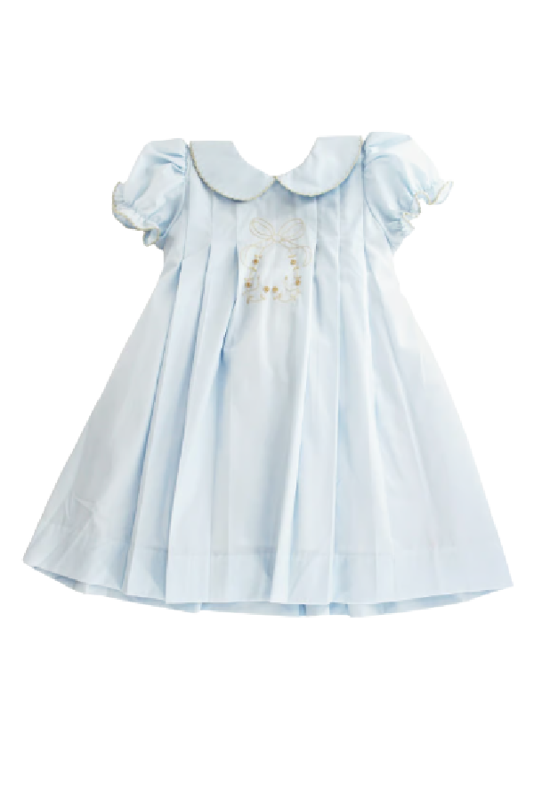 Pastel Blue w/Ivory Bow & Rosebuds -Dress