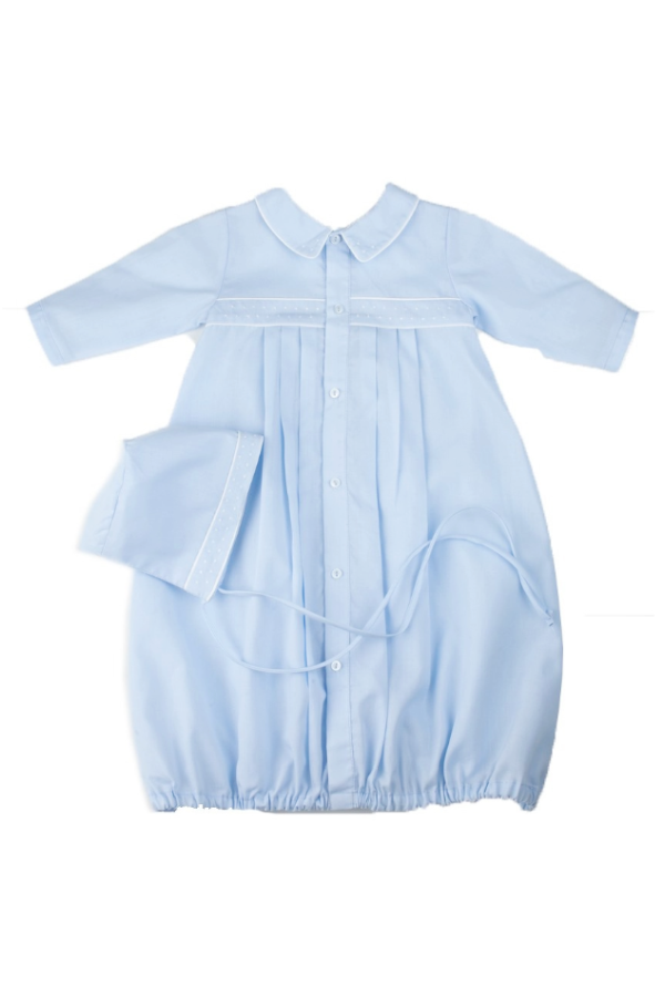 Boys Embroidered Take Me Home Gown with Hat - Blue