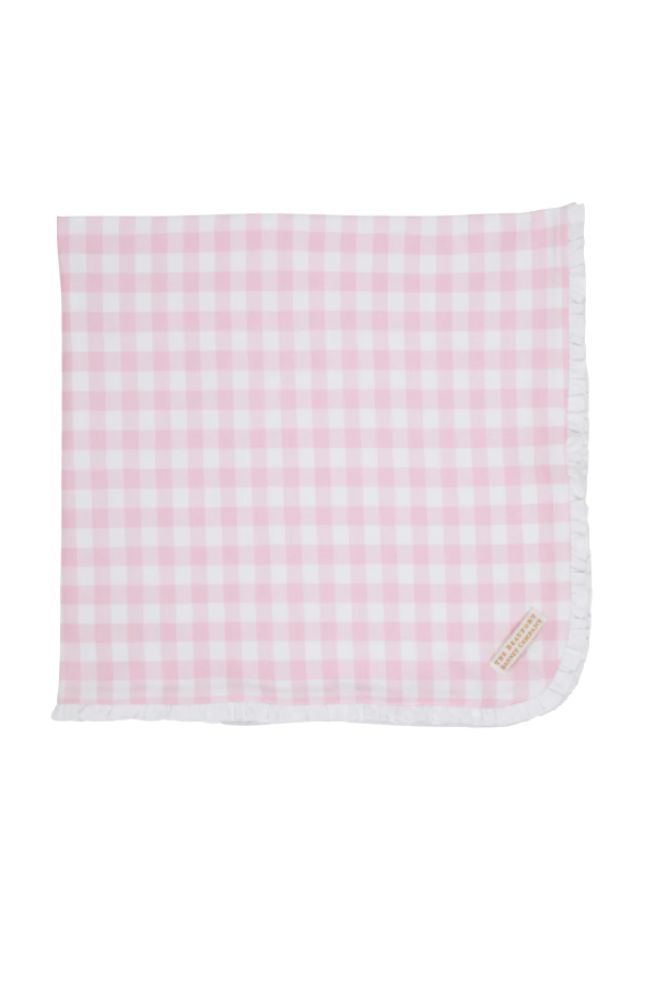 Baby Buggy Blanket - Palm Beach Pink Gingham with Worth Avenue White