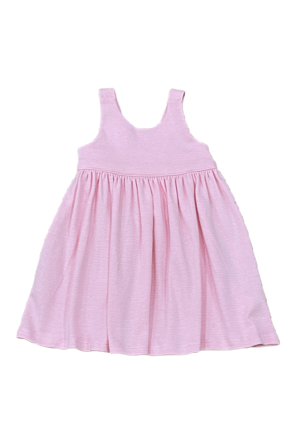 Elastic Back Dress - Pink Stripe