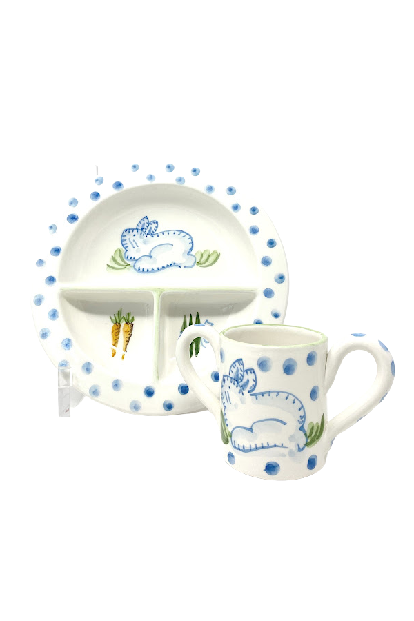 Baby Bunny Plate and Cup Set - Blue