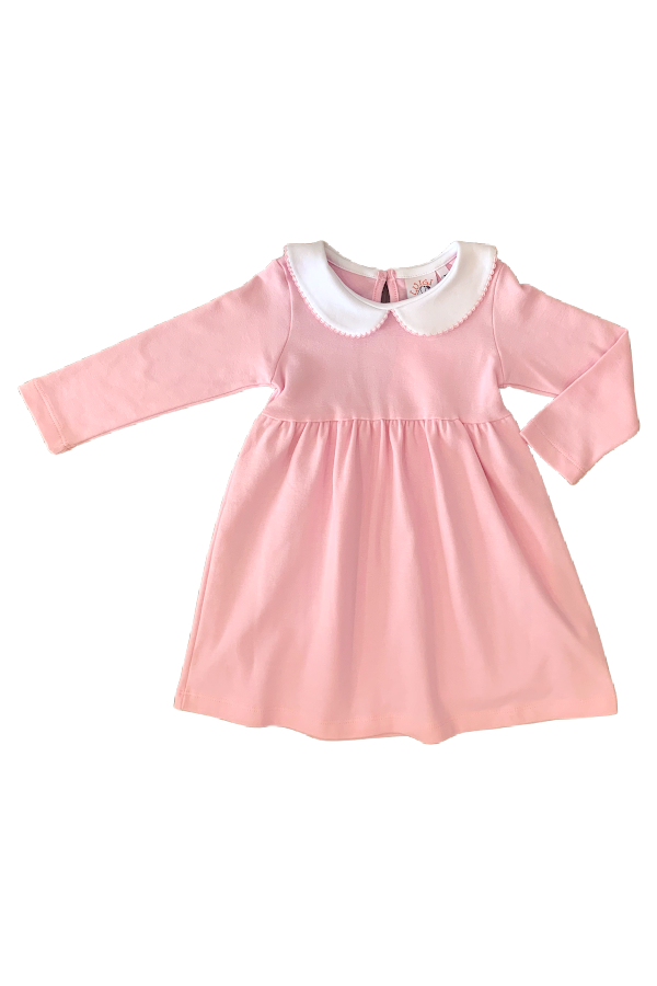 Long Sleeve Peter Pan Collar Dress - Light Pink