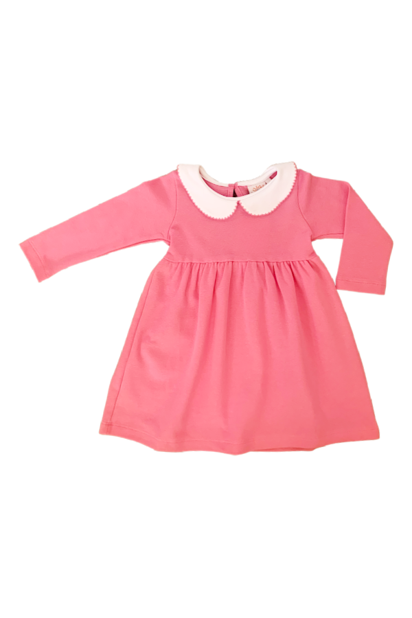 Long Sleeve Peter Pan Collar Dress - Bubblegum Pink