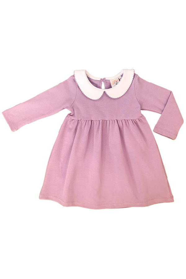 Long Sleeve Peter Pan Collar Dress - Lavender