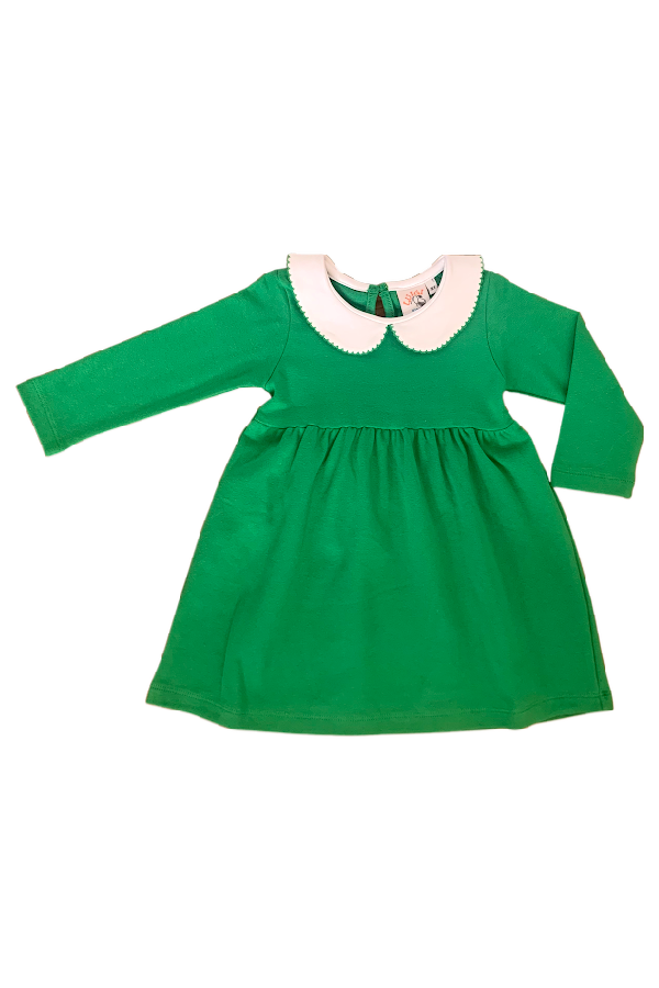 Long Sleeve Peter Pan Collar Dress - Green