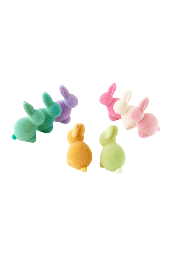 Flocked Pastel Seated Bunny