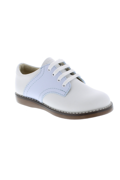 Cheer Lace Up Toddler Dress Shoe - White and Blue