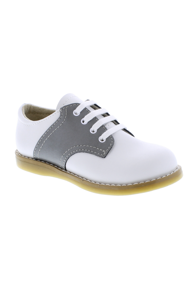 Cheer Lace Up Toddler Dress Shoe - White and Gray