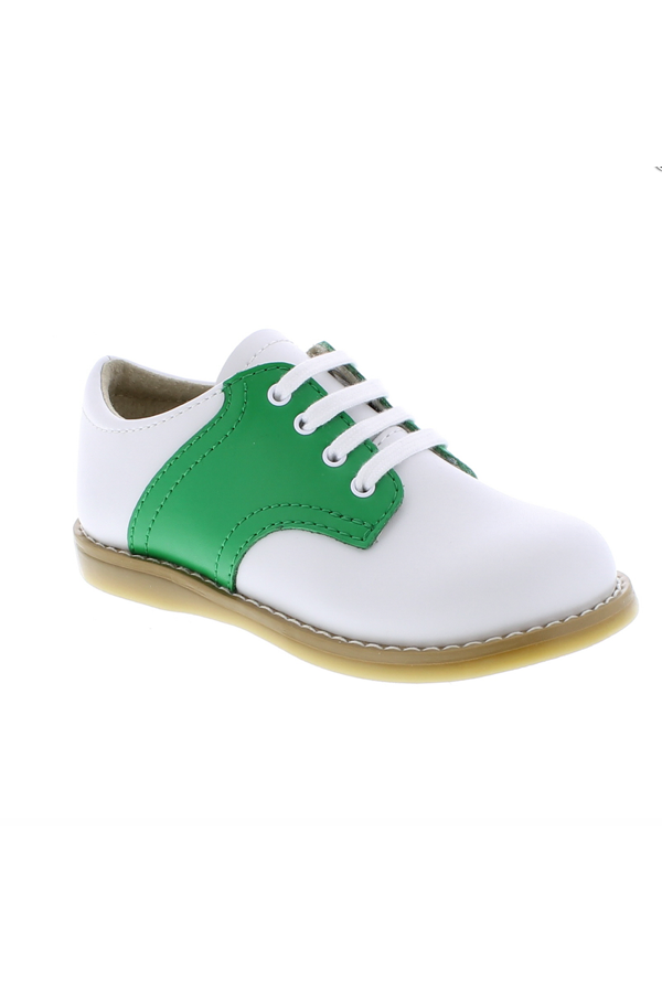 Cheer Lace Up Toddler Dress Shoe - White and Kelly Green