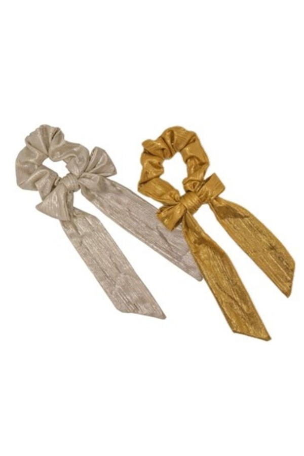 Ivory and Gold Scrunchie Set