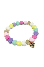 Charm It Gold Pastel Heart Stretch Bead Bracelet